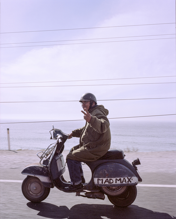 A motorcyclist on the highway between Tijuana and Rosarito, Baja California Mexico.